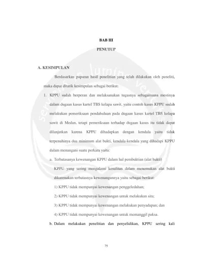 Republik indonesia tahun 1999 nomor 33; Penutup Peranan Komisi Pengawas Persaingan Usaha Dalam Pengendalian Harga Terkait Dugaan Kartel Tandan Buah Segar Kelapa Sawit