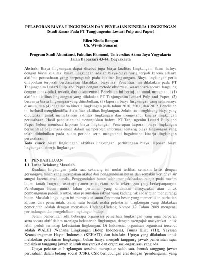 Kasusnya sendiri terjadi antara 2012 sampai 2018, dengan . Biaya Lingkungan Pengukuran Dan Pelaporan Pengukuran Dan Pelaporan Biaya Lingkungan Pada Perusahaan Batik Plentong Yogyakarta