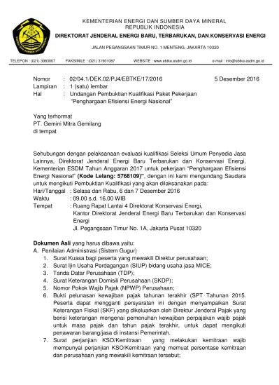Pakta integritas (contoh formulir d). Undangan Pembuktian Peen