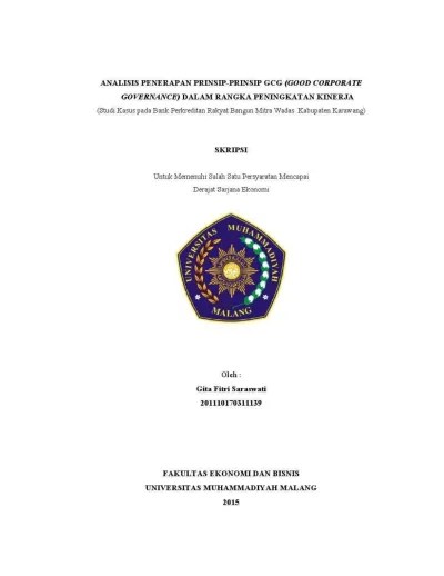 Teknik pengumpulan data yang digunakan adalah observasi,wawancara dan . Top Pdf Analisis Penerapan Prinsip Prinsip Gcg Good Corporate Governance Dalam Rangka Peningkatan Kinerja Studi Kasus Pada Bank Perkreditan Rakyat Bangun Mitrn Wadas Kabupaten Karawang Dv 123dok Com