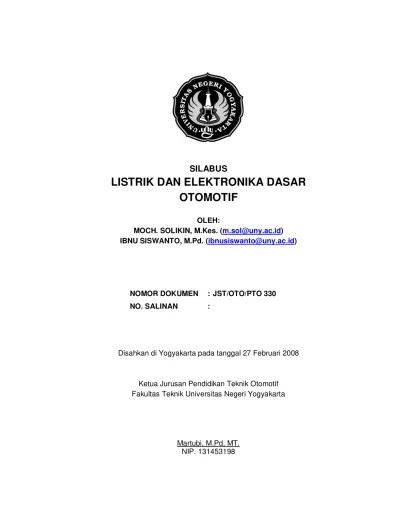 Rumusan sederhana dari hukum kekekalan muatan dan energi. Top Pdf Silabus Listrik Dan Elektronika Dasar Otomotif 123dok Com