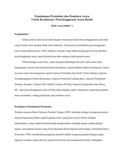 Pemahaman Protokoler dan Pembawa Acara