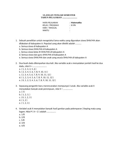 2 x 45 menit no 1 kompetensidasar mengklasifikasi ketenagakerjaan kelas/smt xi/1 materi ketenagakerjaan . Soal Uts Ekonomi Kelas X Xi Semester 2 Genap Uts 2 Ekonomi Xi