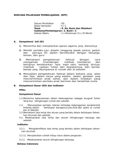 Membangun kerukunan dalam kehidupan masyarakat yang multikultural,. Rpp Kls 2 T 6 St 2 P 2