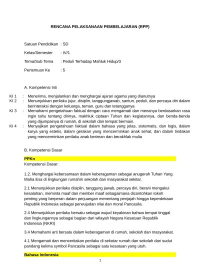 Contoh rpph paud tema dan sub tema lingkunganku. Rpp Tema 3 Sub 3 Rkh 4