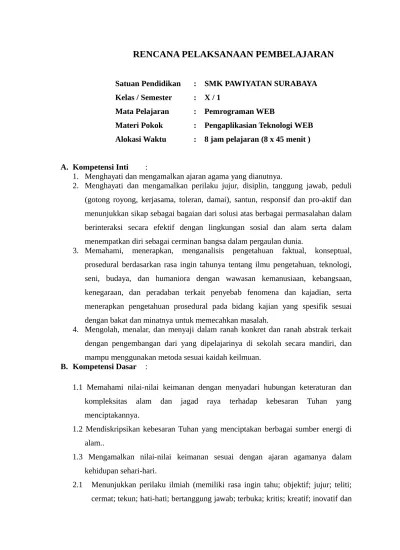 Siswa bisa memahami dan latihan mengerjakan soal essay tentang pemrograman web dan perangkat bergerak. Rpp Pemrograman Web Pengaplikasian Teknologi Web