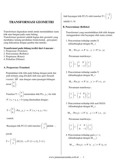 Soal Dan Pembahasan Transformasi Geometri Berbagi Informasi 