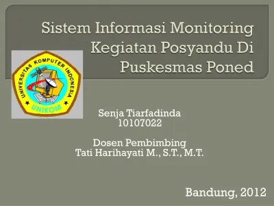 Monitoring dan evaluasi posyandu lansia. Sistem Informasi Monitoring Kegiatan Posyandu Di Puskesmas Poned