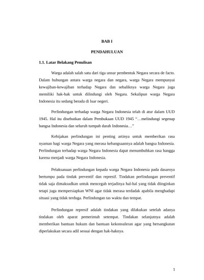 PERLINDUNGAN NEGARA TERHADAP WNI BAIK YANG DI DALAM MAUPUN DI LUAR NEGERI