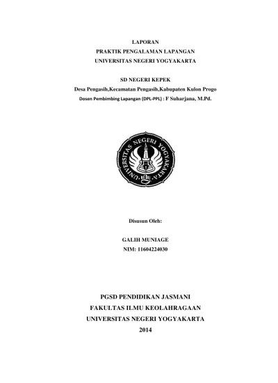 C) sebagai contoh dan panutan kelak jika . Laporan Individu Praktek Pengalaman Lapangan Ppl Universitas Negeri Yogyakarta Sd Negeri Kepek