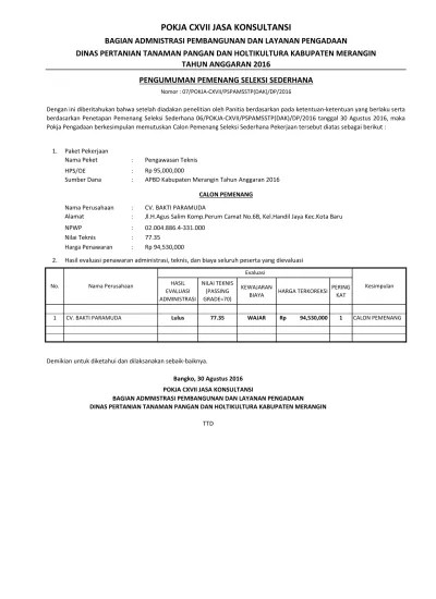 Penawaran teknis (passing grade) atau dengan pembobotan. Top Pdf Model Penilaian Kewajaran Harga Penawaran Kontraktor Dengan Sistem Evaluasi Nilai 123dok Com
