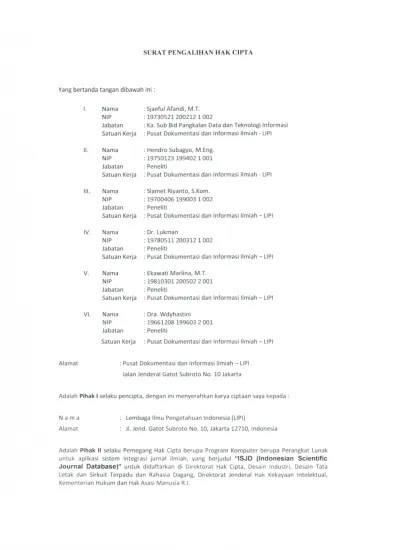Surat Pernyataan Pengalihan Hak Cipta 