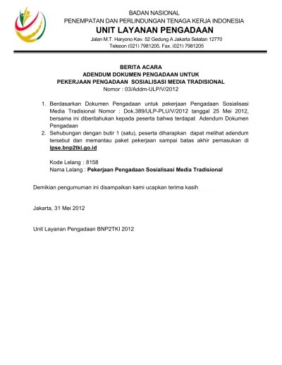 Top PDF Berita Acara Aanweijzing Lelang Hormon dan Adendum - 123dok.com