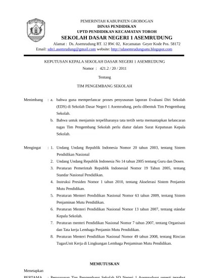 This document was uploaded by user and they confirmed . 7 Tim Pengembang Sekolah Doc Sdh