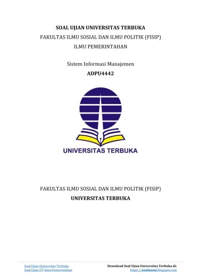 Dan juga lihat pada modul, apakah kunci jawabannya sudah sesuai atau belum. Soal Ujian Ut Ilmu Pemerintahan Skom4101 Pengantar Ilmu Komunikasi