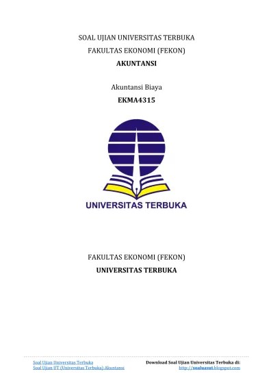 Cost accounting / edition 14 by william k. Soal Ujian Ut Akuntansi Ekma4315 Akuntansi Biaya