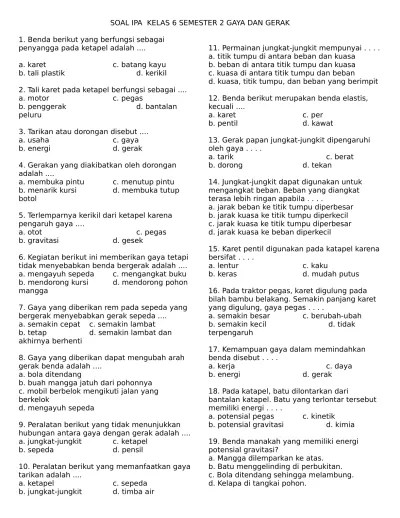 Hubungan gerak dan gaya pada peristiwa menimba, bermain ketapel, dan membuat gerabah kls 4 tema 8 subtema 3 pb 2 kurikulum 2013 sekolah . Ipa Kelas 6 Semester 2 Gaya Dan Gerak
