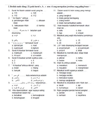 Alhamdulillah penulisan buku teks siswa pendidikan agamas islam dan budi. Top Pdf Soal Uts Pai Kelas 4 Sd Semester 2 Agama 123dok Com
