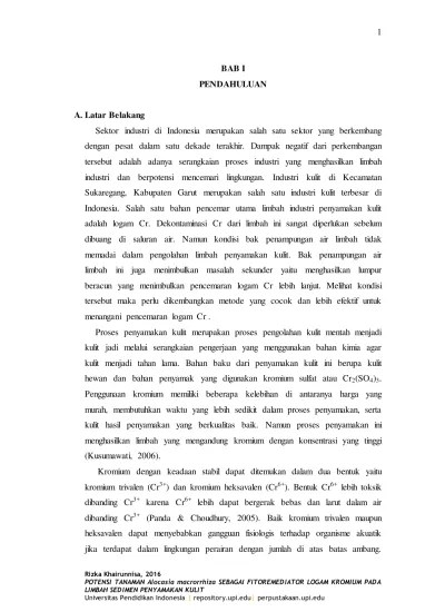 Oksigen merupakan unsur golongan kalkogen dan dapat dengan mudah bereaksi dengan hampir semua unsur lainnya (utamanya menjadi oksida).pada temperatur dan tekanan standar, dua atom unsur ini. Top Pdf Limbah Penyamakan Kulit 123dok Com