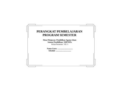 Pendidikan agama islam kelas : Promes Smp Pai Kelas Ix Smt 1 Dan 2
