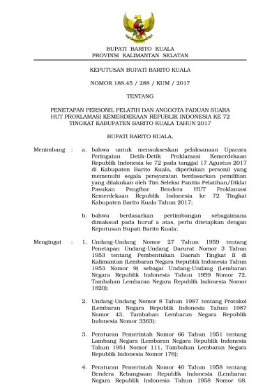 Kepala desa tompo bulu kecamatan balocci kabupaten pangkajene kepulauan peraturan desa tompo bulu nomor 5 tahun 2018 t e n t a n g daftar kewenangan desa berdasarkan hak asal usul dan kewenangan lokal berskala desa dengan rahmat tuhan yang maha esa kepala desa tompo bulu, menimbang : Sk 286 Thn 2017 Ttg Tenaga Personil Paskibraka