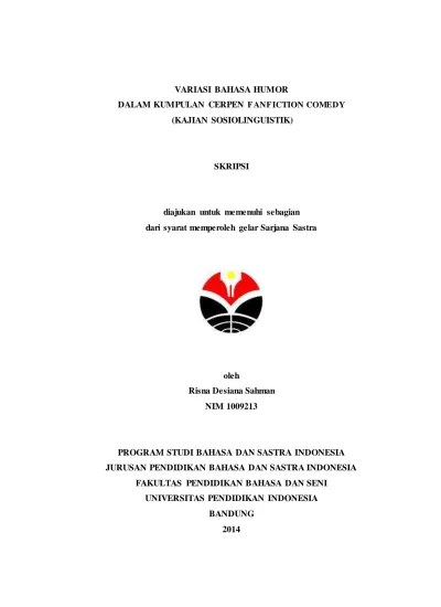 Penulis menyadari skripsi ini tidak lepas … Top Pdf Kumpulan Judul Skripsi Bahasa Dan Sastra 123dok Com