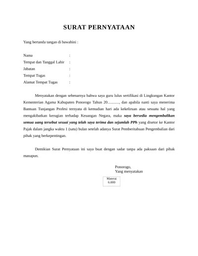 Surat pernyataan pengembalian buku perpustakaan smp negeri 229 jakarta nama : Contoh Surat Pernyataan