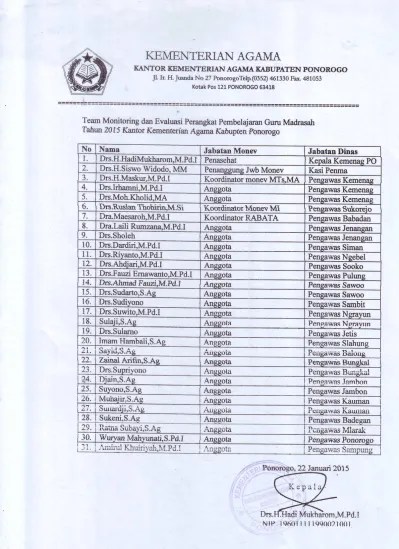 Kasi pendidikan madrasah (penma) kementerian agama (kemenag) ngawi yasmani memberi selamat atas prestasi nasional yang diraih man 1 melalui ajang ksm tersebut. Pemberkasan Tunggakan Tunjangan Profesi Guru Lulus Sertifikasi 2013 Pendma Ponorogo Edaran Skmt Bpkp