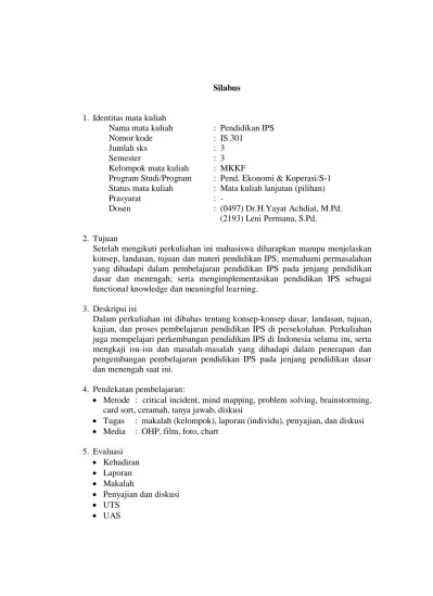 Hakekat studi sosial (the nature of social studies). Top Pdf Silabus Dasar Ilmu Sosial 123dok Com