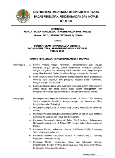 Tentang penigasan sebagai pengelola website sekolah. Sk Tim Pengelola Website Final22