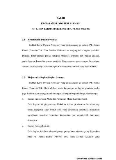 Mencari pemberhentian atau stasiun terdekat untuk ke pt. Top Pdf Laporan Praktik Kerja Profesi Farmasi Industri Di Pt Kimia Farma Persero Tbk Plant Medan Chapter Iii V 123dok Com