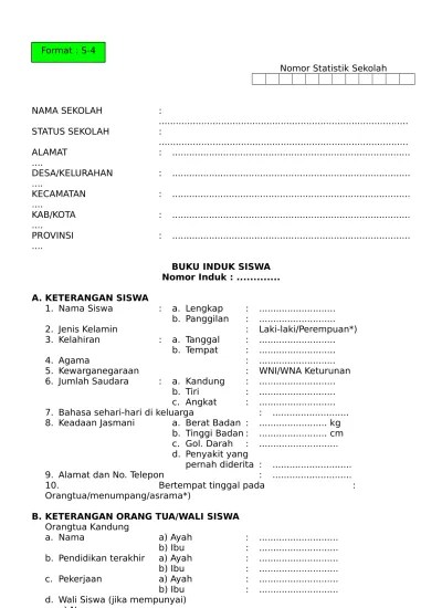 Aplikasi buku induk siswa kurikulum 2013 tasadmin sumber dari : Buku Induk Siswa S 4