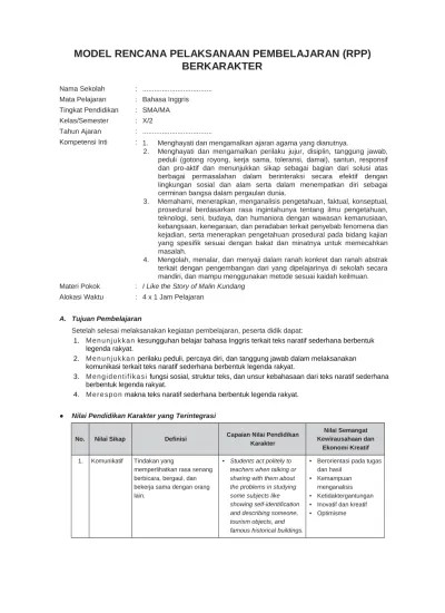 Dalam bahasa inggris kelas xi untuk kurikulum 2013 revisi ini, kamu akan belajar reading texts, expressions, dan grammar mulai dari tenses, kata hubung, adjective clause dan phrase. Rpp Tema 9 Bahasa Inggris Sma Ma Smk Kelas X Kurikulum 2013 Docx