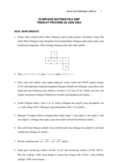 Kota, tingkat provinsi, dan tingkat nasional,; Top Pdf Soal Dan Pembahasan Olimpiade Kimia Tingkat Provinsi Jawab Prov 010 123dok Com