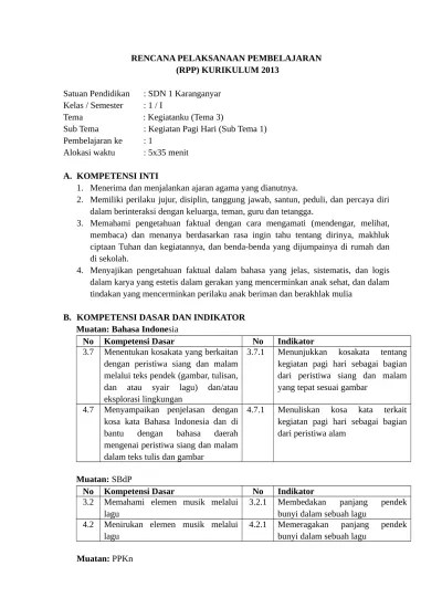 Pada kali ini, kita akan belajar materi kelas 1 sd tema &quot;kegiatanku&quot; 1 3 1 1 Kegiatan Pagi Hari