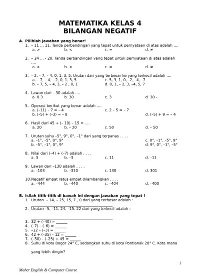 Pada artikel ini kita akan belajar menaksirakan operasi hitung bilangan bulat khususnya pada operasi hitung bilangan cacah untuk kelas 4 sd. Soal Kelas 4 Sd Latihan Ulangan Semester Ii Matematika