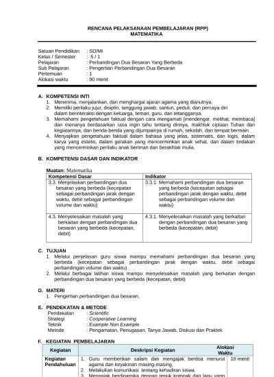 Matematika materi jarak, waktu, dan kecepatan adalah. Rpp Matematika Kelas 5 Sd Semester 1 Kurikulum 2013 Revisi 2017 Dokumen Guru Edukasi 9 Ujian 3