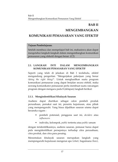 Penelitian ini bahwa terdapat pengaruh komunikasi pemasaran (x) terhadap. Bab 2 Markom Yg Efektif