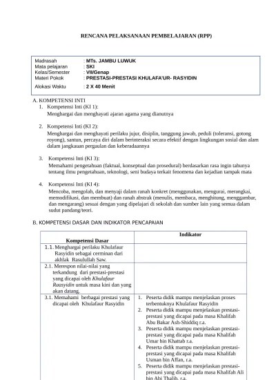 Pembelajaran, materi pokok, proses pembelajaran, penilaian. Top Pdf Silabus Sejarah Kebudayaan Islam Ski Mts Kelas Delapan 8 Viii Kurikulum 2013 123dok Com