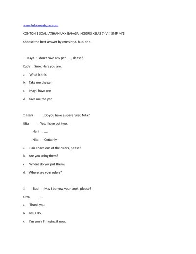 Berikan masing masing 2 contoh peta umum dan peta khusus. Top Pdf Soal Ukk Uas Bahasa Inggris Kelas X Xi Kunci Jawaban 123dok Com