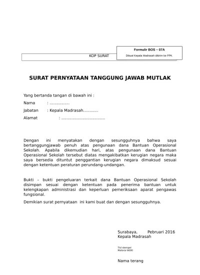 Lpj bos, contoh form lpj bos, juknis lpj bos, juknis, petunjuk teknis. Bop 09 Sptjm 2016 Contoh