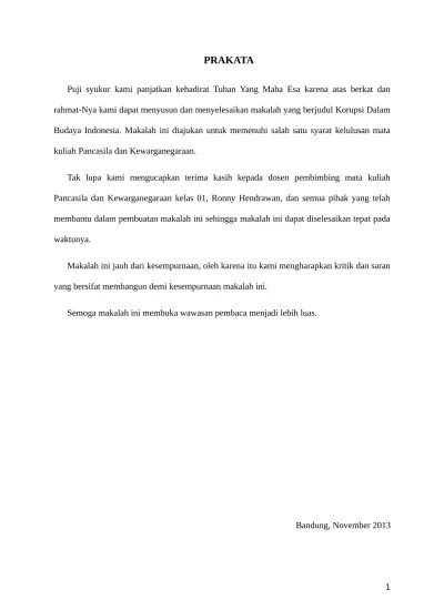 1 krisna harahap, pemberantasan korupsi di indonesia, jalan tiada ujung:grafitri . Contoh Makalah Tentang Korupsi Contoh Makalah Docx Makalah Korupsi