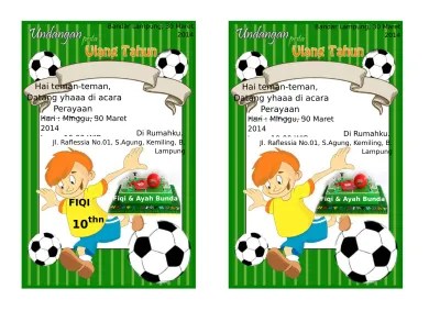 Contoh surat undangan ulang tahun sweet seventeen dalam bahasa inggris. Contoh Undangan Ulang Tahun Anak Laki Laki Tema Sepak Bola