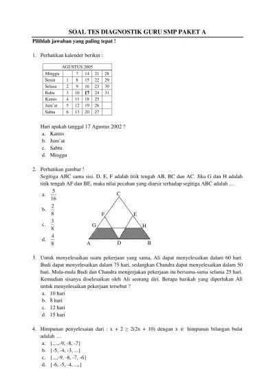 Contoh soal diagnostik sma, tes diagnostik pdf, contoh tes diagnostik pdf, tes diagnostik online, tes diagnostik kompetensi dasar keislaman, . Top Pdf Soal Tes Diagnostik Guru Smp Paket B 123dok Com
