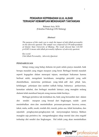 Top PDF Pendidikan Ulul Albab pada mahasiswa Universitas Islam Negeri (UIN)  Malang - 123dok.com