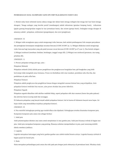 3.kalau ada soal yang tidak dimengerti, jangan malu untuk bertanya kepada teman, bapak/ibu guru di sekolah. Top Pdf Pembahasan Soal Olimpiade Sains Ips Smp 123dok Com