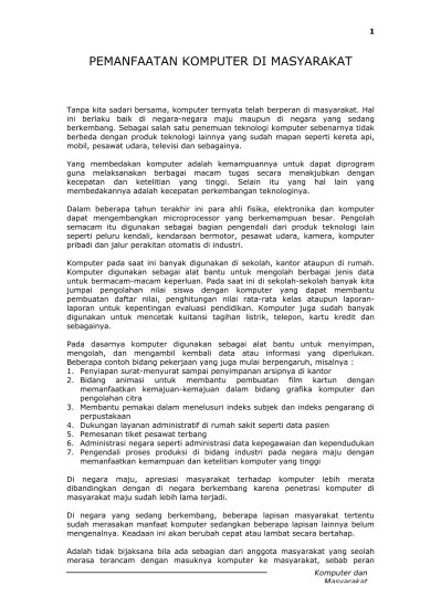 Secara manual tentu adalah hal yang kurang bijaksana. Top Pdf 3 Pemanfaatan Komputer Di Masyarakat 123dok Com