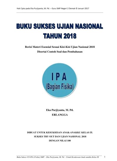 Modul pendalaman materi esensial dan sulit mata pelajaran : Berisi Materi Esensial Sesuai Kisi Kisi Ujian Nasional 2018 Disertai Contoh Soal Dan Pembahasan Buku Sukses Un Smp 2018