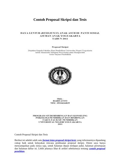 Sistematika, dan tata cara penulisan proposal penelitian, prosedur seleksi . Top Pdf Contoh Proposal Skripsi Sosial Docx 123dok Com