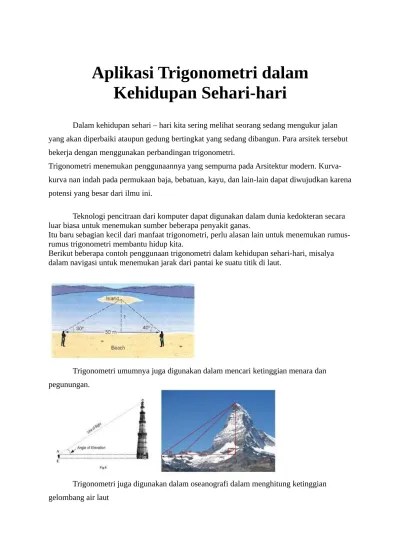 Contoh relasi dan fungsi dalam kehidupan sehari hari. Aplikasi Trigonometri Dalam Kehidupan Se 6